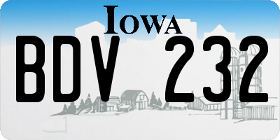 IA license plate BDV232