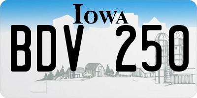 IA license plate BDV250
