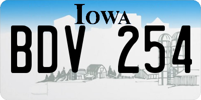 IA license plate BDV254