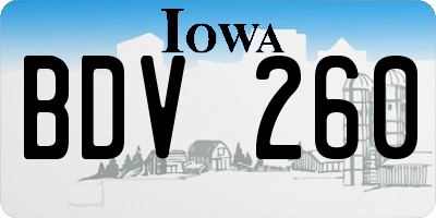 IA license plate BDV260