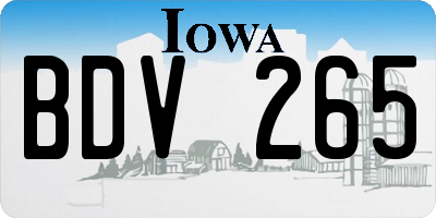 IA license plate BDV265