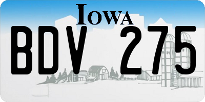IA license plate BDV275