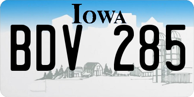 IA license plate BDV285