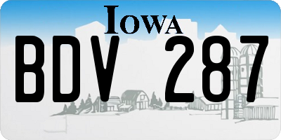 IA license plate BDV287