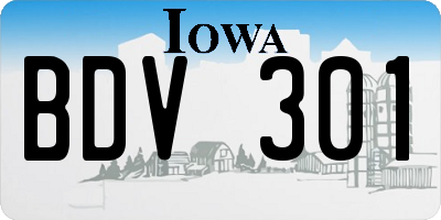 IA license plate BDV301