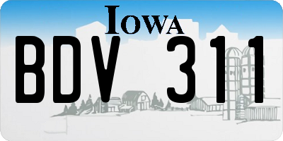 IA license plate BDV311
