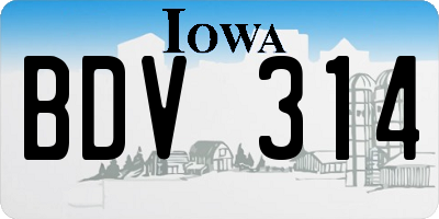 IA license plate BDV314