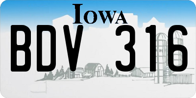 IA license plate BDV316