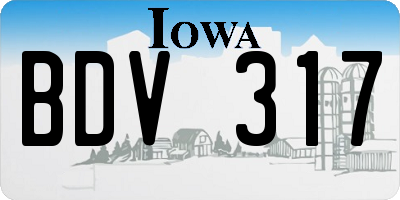 IA license plate BDV317