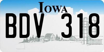 IA license plate BDV318