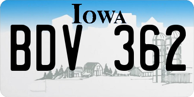 IA license plate BDV362