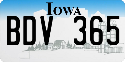 IA license plate BDV365