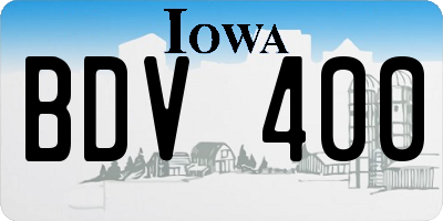 IA license plate BDV400