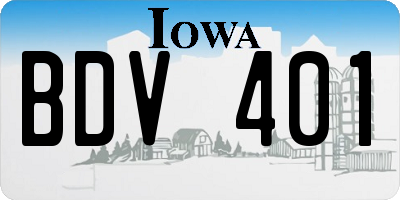 IA license plate BDV401
