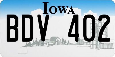 IA license plate BDV402