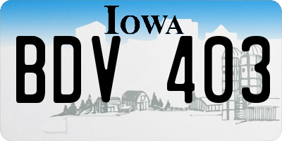 IA license plate BDV403