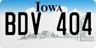 IA license plate BDV404