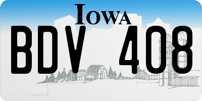 IA license plate BDV408