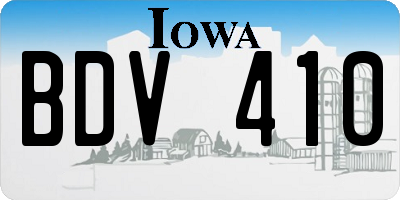 IA license plate BDV410