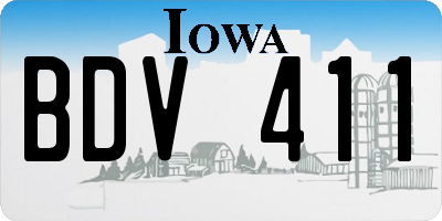 IA license plate BDV411