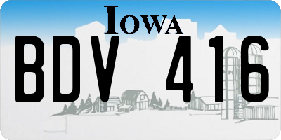 IA license plate BDV416