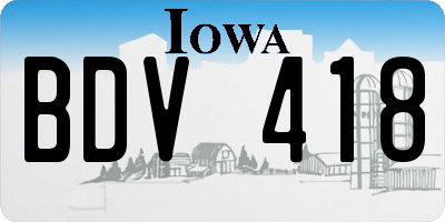 IA license plate BDV418