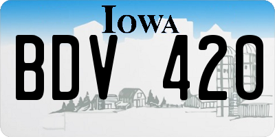 IA license plate BDV420