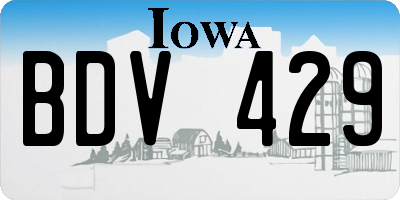 IA license plate BDV429