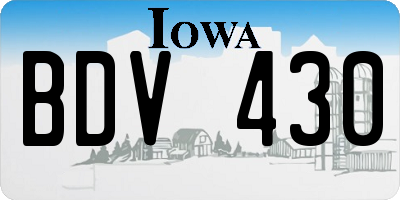 IA license plate BDV430