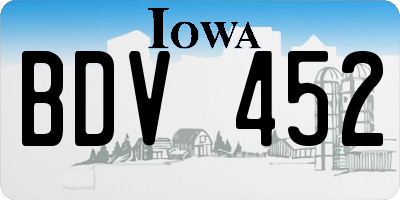 IA license plate BDV452