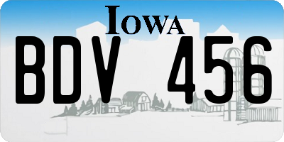 IA license plate BDV456