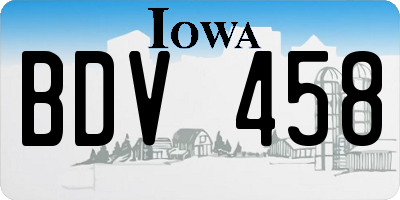 IA license plate BDV458