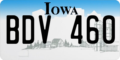 IA license plate BDV460