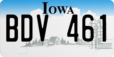 IA license plate BDV461