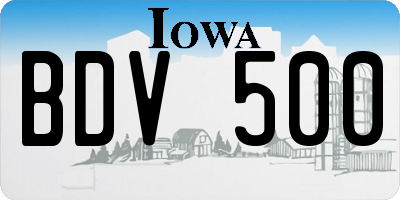 IA license plate BDV500