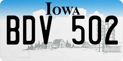 IA license plate BDV502