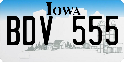 IA license plate BDV555