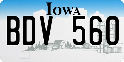 IA license plate BDV560