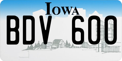 IA license plate BDV600