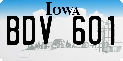 IA license plate BDV601
