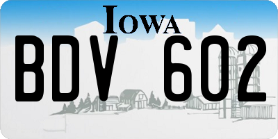 IA license plate BDV602