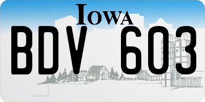 IA license plate BDV603