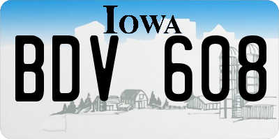 IA license plate BDV608