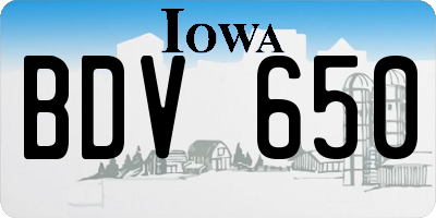 IA license plate BDV650