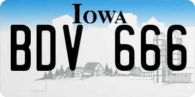 IA license plate BDV666