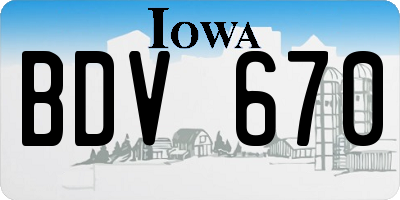 IA license plate BDV670
