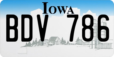 IA license plate BDV786