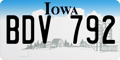 IA license plate BDV792