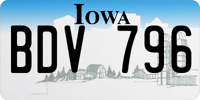 IA license plate BDV796