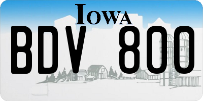 IA license plate BDV800